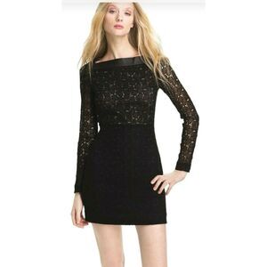 Dvf Diane Von Furstenberg Women’s Black Sarita Pebble Lace Mini Sheath Dress 8